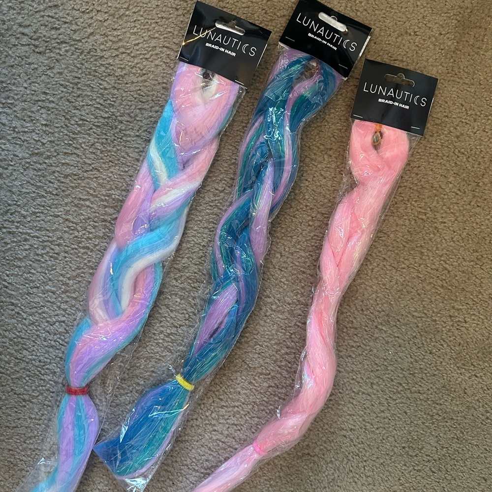 Lunautics Rave Festival Hair Extensions in Pastel Colors
